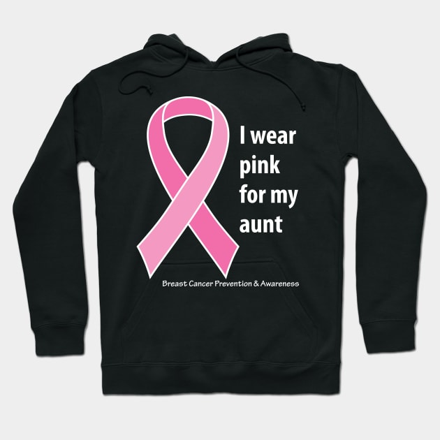 Breast cancer ribbon for aunt with white type Hoodie by Just Winging It Designs